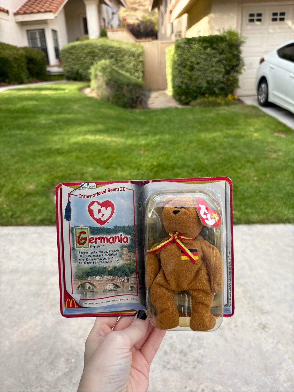 Ty Germania Bear Plush - Brown with Red & Yellow Ribbon